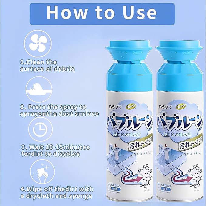 Foaming Drain Cleaner, Sink Cleaner and Deodorizer, Drain Clog Remover for Kitchen Sinks, Shower Drains, Tubs (2pcs)
