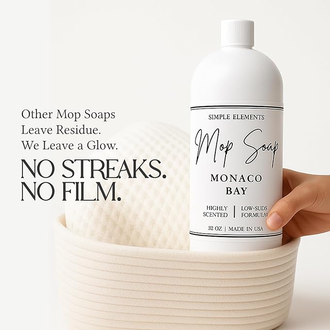 Mop Soap Highly Scented Fragrance, Long Lasting Luxury Floor Cleaner for Hardwood, Tile, Laminate & Stone, Low Suds No Residue Formula, All Mop Types, Made in USA, 32oz Monaco Bay Fragrance