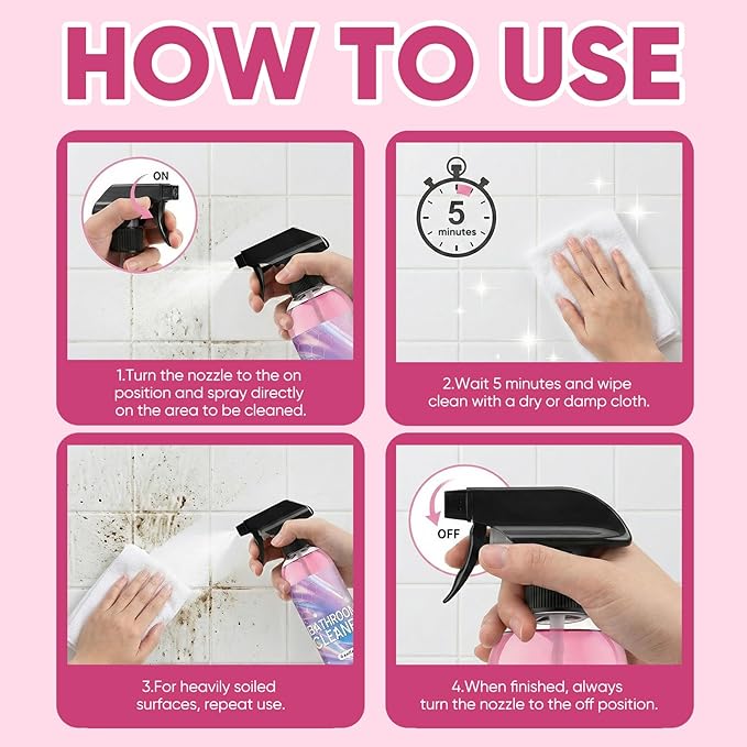 Bathroom Descaler Foam Cleaner,Powerful Pink Bathroom Cleaner Spray,Bathroom Descaler Cleaner,Stubborn Stains Cleaner,All-Purpose Bathrooms Descaler Foam Spray(300ml)