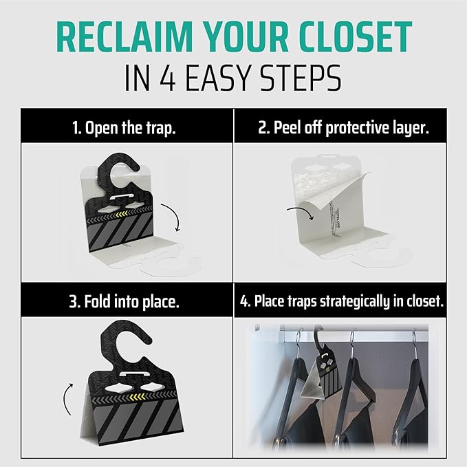 Premium Moth Traps with Pheromones - 12 Pack, Clothing Moths Traps for Closet – Indoor Moth Prevention, Anti Moths for Clothes Storage, Balls Alternative
