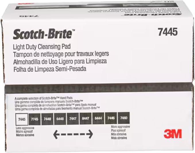 Scotch-Brite 7445 Light Cleansing Hand Pads, 6 in x 9 in, White, Ultra Fine Abrasive, 20 Pads/Box, Non-Scratch Pads for Delicate Cleaning & Finishing Tasks