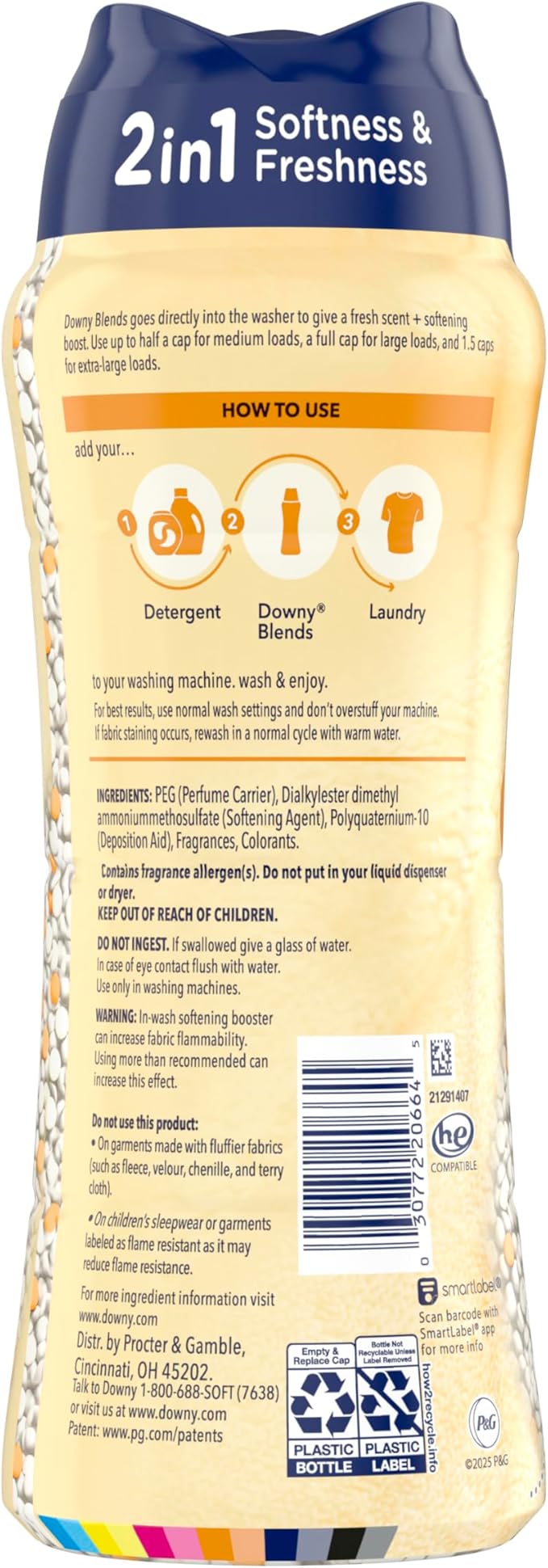 Downy Blends In-Wash Laundry Scent Booster Beads, Toasted Vanilla Scent, 24.5 OZ, Fabric Sottener Beads and Freshness