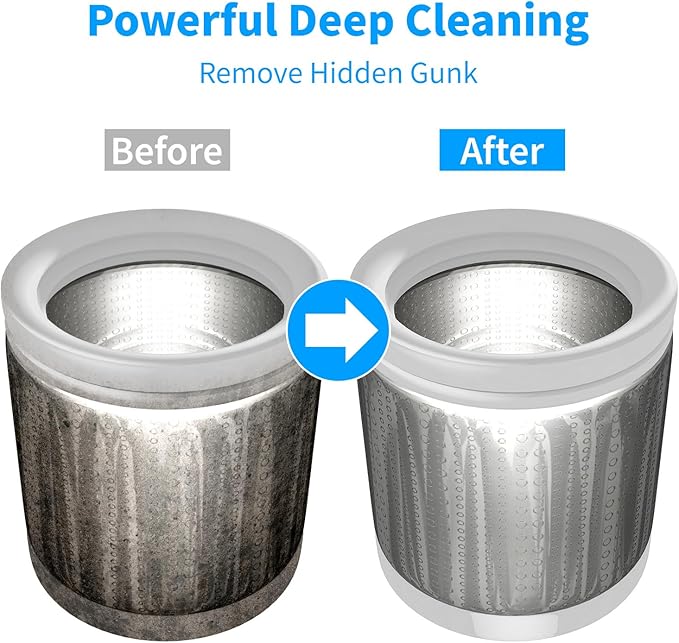 Washing Machine Cleaner Tablets - 24 Pack for Year-Round Deep Clean of Washer Machine, Suitable for HE, Top Load & Front Load Washer Cleaner, Grime & Build-Up, Septic Safe,Eco-Friendly