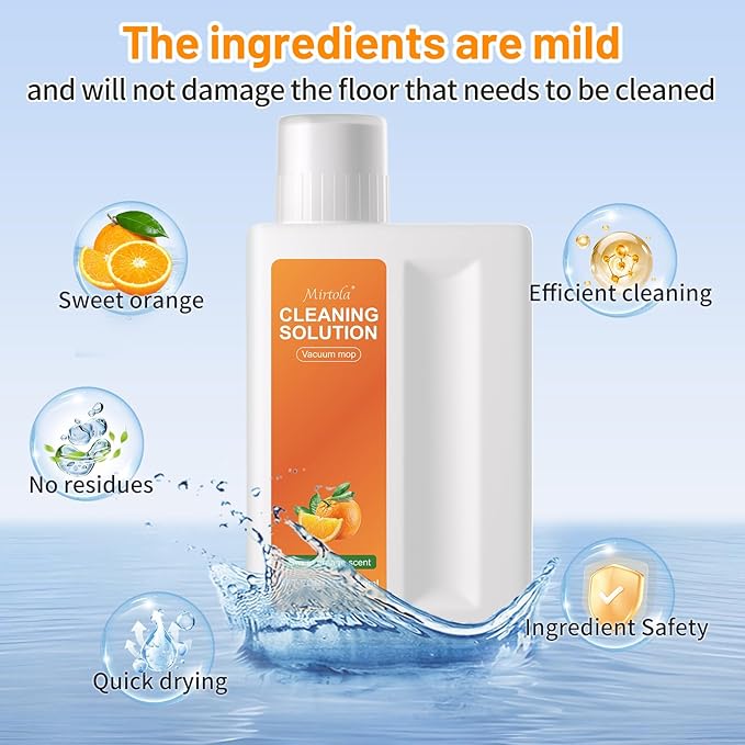Sweet Orange Scent Floor Cleaning Solution Compatible with Dreame Cleaning Solution, Floor Cleaner for Hardwood Tile Hardfloor, Compatible Robot Vacuums with Mopping and Wet Dry Vacuum (1 bottle)