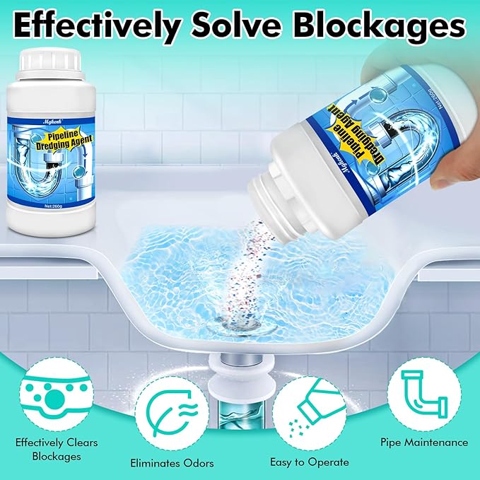 Powerful Pipe Dredging Agent,Drain Clog Remover,Kitchen Drain Cleaner for Unclogs Bathroom and Kitchen Sinks,Drains,Shower Pipes,Tubs & Toilets