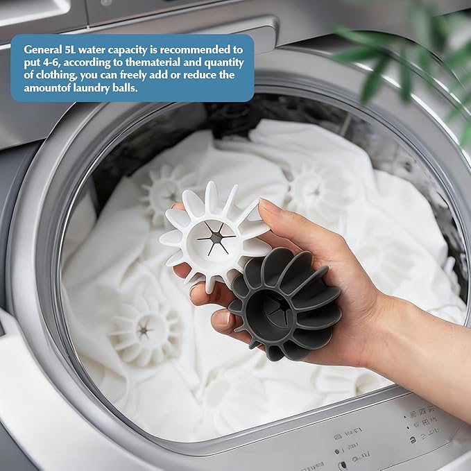 8Pcs Ech.Apr Reusable Laundry Balls, TPR Washing Machine Cleaner Ball, Anti-Tangle Washer Dryer Accessory