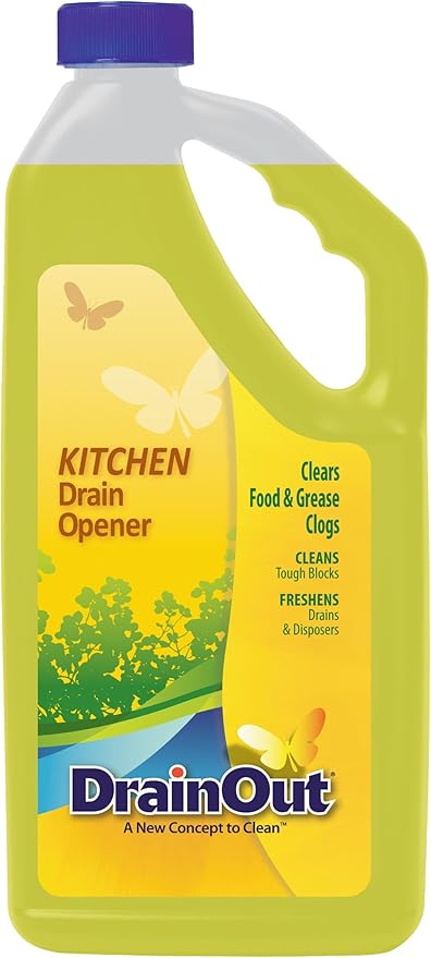 Drain OUT Kitchen Drain Opener and Drain Cleaner, Food and Grease Remover, Fresh Citrus - 32 Ounce
