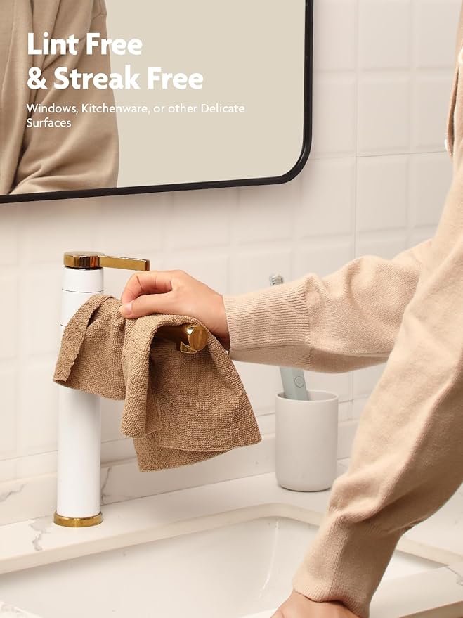 Fantasticlean Microfiber Cleaning Cloth Roll -90 Pack, Tear Away Microfiber Towels, 12" x 12", Reusable, Washable, Scratch Free, Ultra Absorbent for All-Around Cleaning Supplies (Tan)