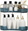 INVSSENE Corner Bathroom Countertop Organizer, Vanity Organizer Trays for Counter, Makeup Organizers, Perfume Tray, Skincare Shelf Storage Gifts for Women Girl Student (Blue, 2 Tiers)