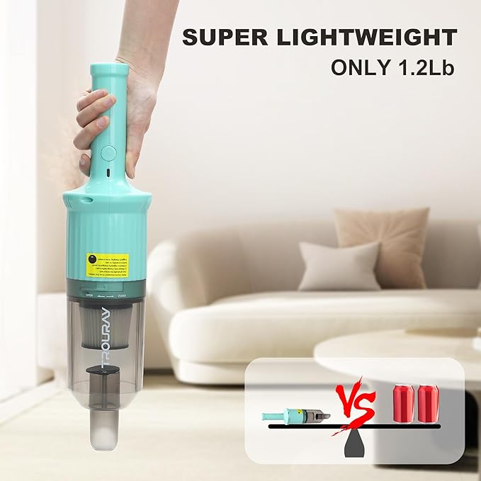 6-in-1 Rechargeable Household Stick Vacuum Cleaner, Convertible to Handheld, for All Kinds of Cleaning in Your Home on Hard Floors, Upholstery, Sofas, Cars (Green)