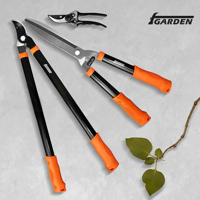 iGarden 3 Piece Combo Garden Tool Set with Lopper, Hedge Shears and Pruner Shears, Tree & Shrub Care Kit