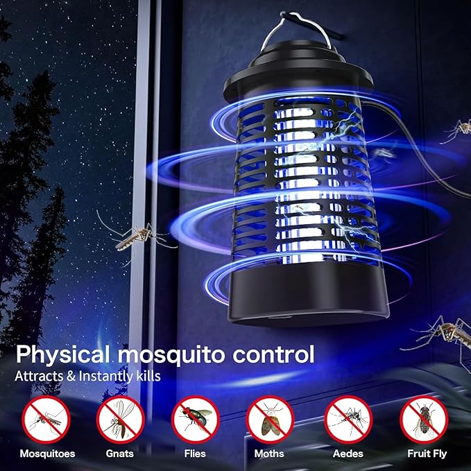Bug Zapper, Mosquito Zapper Outdoor, Electric Fly Traps, Insects Zapper Indoor with, 4200V Mosquito Killer for Home, Kitchen, Patio, Backyard