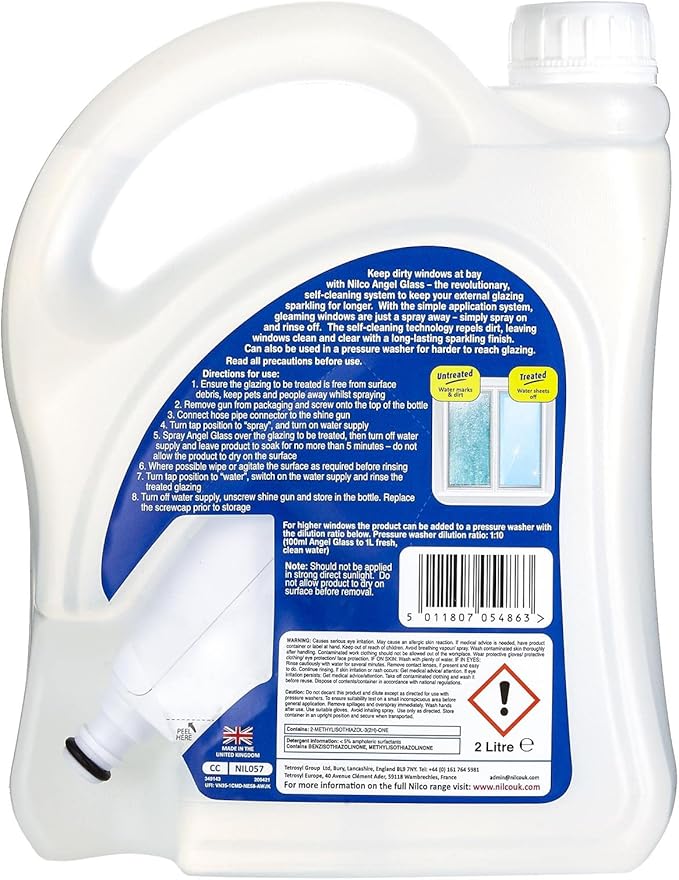 Nilco Angel Glass, Self Cleaning Treatment with Power Spray Gun, 70 Fl Oz
