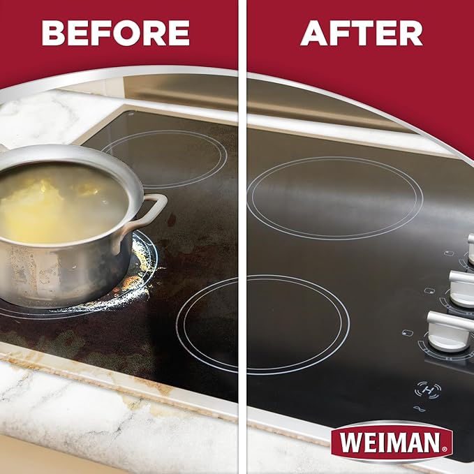 Weiman 2-Pack Cooktop Cleaning Spray & Microfiber Cloth – Cooktop & Oven Cleaner for Streak & Residue Free - Non-Abrasive Degreaser Safe for Glass & Ceramic