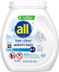 all Unit Dose Laundry Detergent, Mighty Pacs, Free Clear, 80 Count