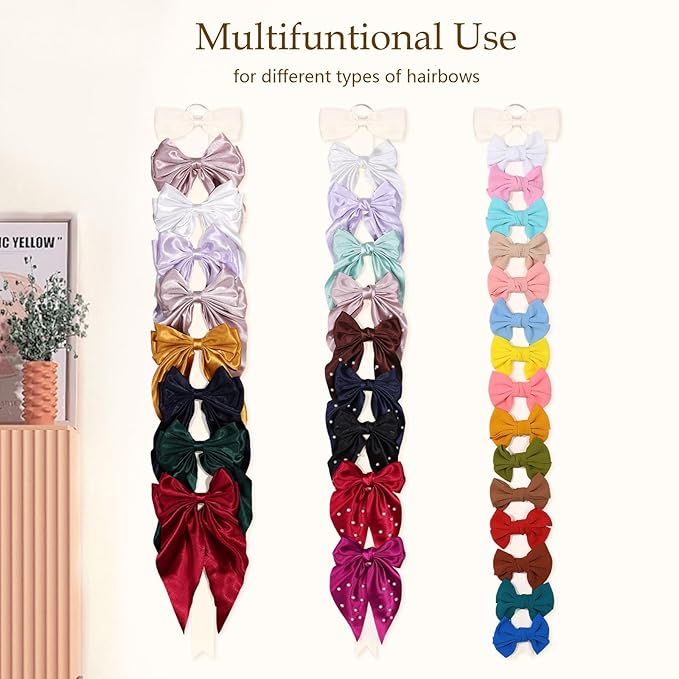 3 PCS Bow Holder for Girls Hair Bows, Ribbon Hair Clip Oraganizer Hair Barrettes Storage for Women,Wall Hanging Alligator Clip Hair Accessories Organizer Bedroom College Dorm Decor (Beige-3pcs)
