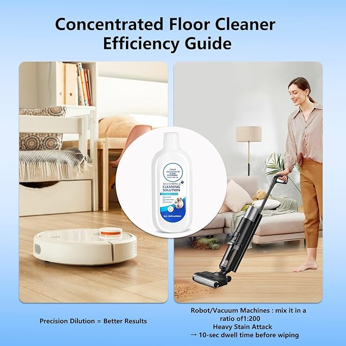 Floor Cleaning Solution, Pet-Friendly Deep Deodorizer, Compatible with Tineco and Robot Vacuum Mops, Deep Cleans Low-Foam Delivers Clog Free