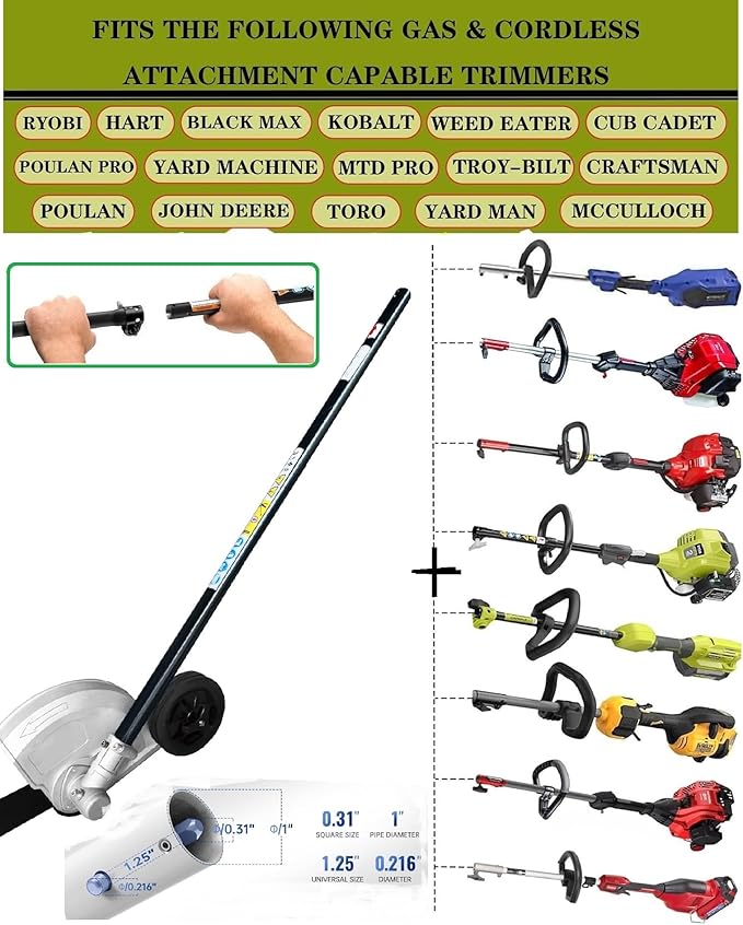 Universal Lawn Edger Attachment Compatible with Remington,Yardman, Snapper, Bolens, Murray, Kobaltand Most Other Major Brands Black