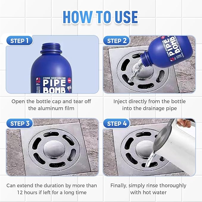 Strength Drain Cleaner, 2025 New Professional Drain Opener for Kitchen Sink, Powerful Clog Remover for Bathroom Shower, Durable Pipe Cleaning Agent for Household Use (2Pcs)