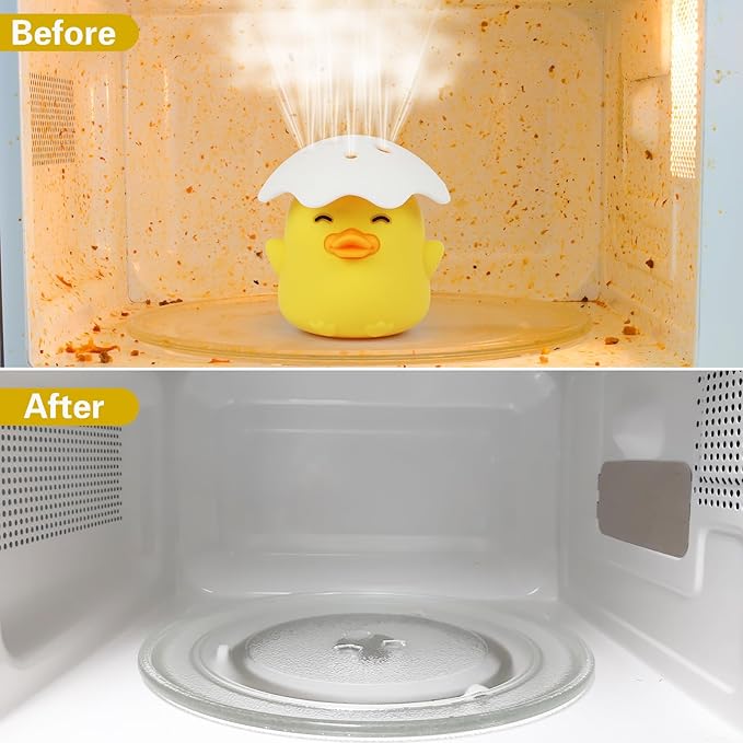 NEW Microwave Steam Cleaner, Duck Microwave Cleaner, Just Add Vinegar and Water, Cut Cleaning Time by Half, Kitchen Gifts Accessories Gadgets (Yellow)