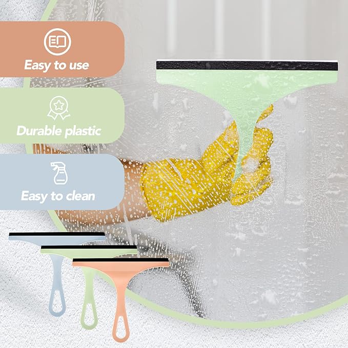 Yinder 21 Pcs Small Squeegee for Shower Glass Door 8.7" Silicone Shower Glass Window Cleaner Bathroom Squeegee for Car Windshield Window Mirror Art Class Group Craft(Colorful)