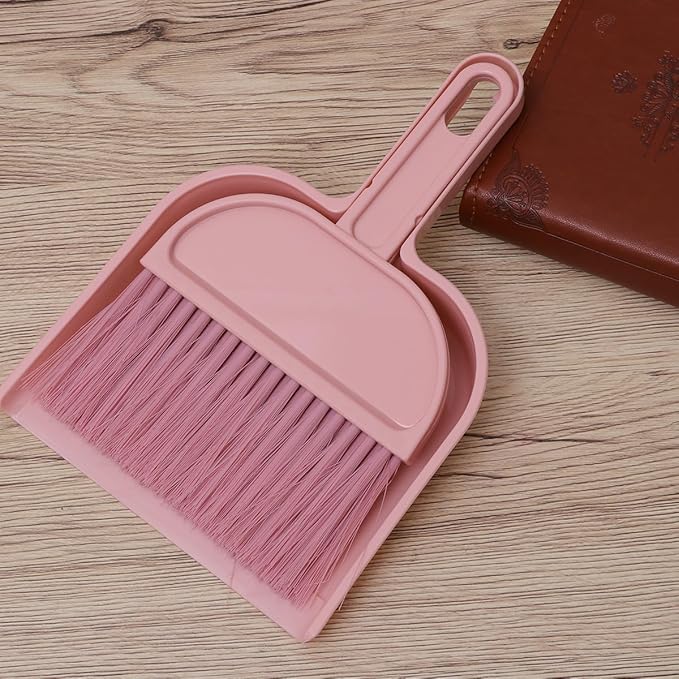 minkissy Mini Broom and Dustpan Set Portable Small Cleaning Tools for Pet Cages Desktop Keyboards and Narrow Spaces 8.07X5.70X1.18In