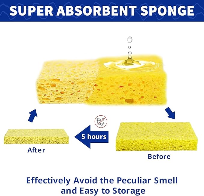 CELOX 24 Pack Cellulose Sponge Bulk for Cleaning Kitchen, Natural Wood Pulp Sponges