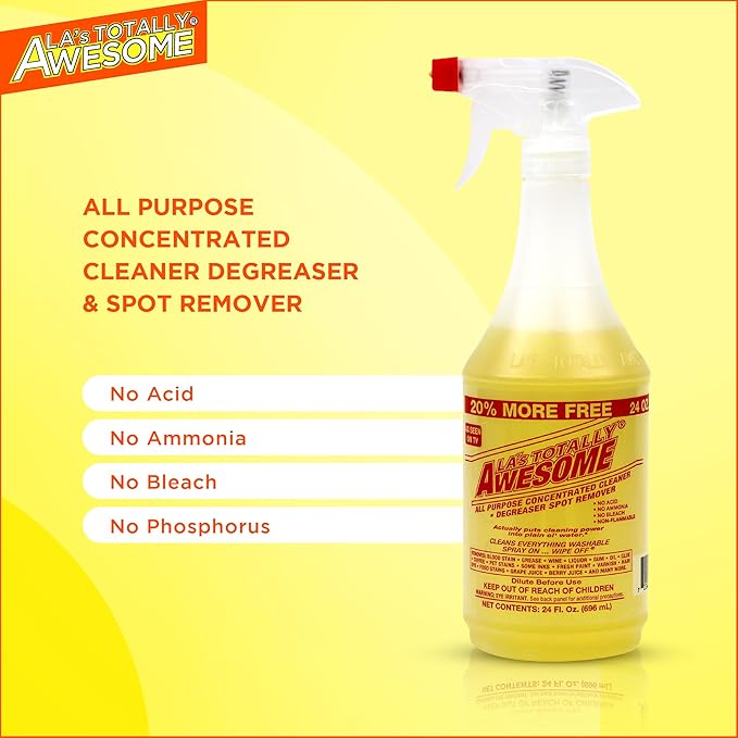 La's Totally Awesome All Purpose Cleaner Spray – 24oz (Pack of 3) Heavy Duty Multi-Surface Degreaser & Stain Remover – Ready-to-Use Cleaning Spray for Kitchen, Bathroom, Floors, Auto & More