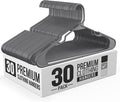 Our Modern Space 30 Pack Adult Plastic Hanger for Shirt Pants Coats Dresses Skirts Suits Jackets - Standard Thick Coat Hanger - Sturdy & Durable Design with Shoulder Grooves Hook - Grey