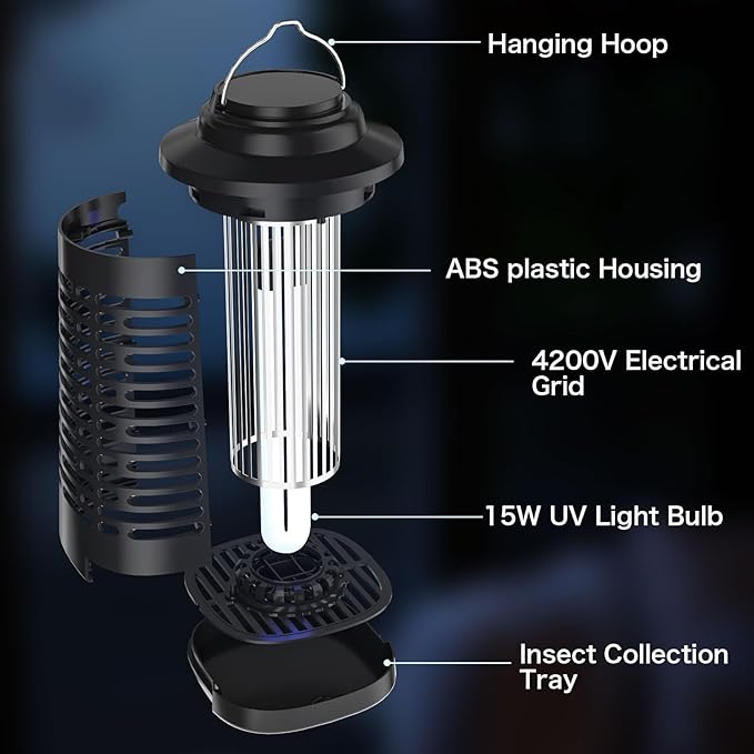 Bug Zapper, Mosquito Zapper Outdoor, Electric Fly Traps, Insects Zapper Indoor with, 4200V Mosquito Killer for Home, Kitchen, Patio, Backyard