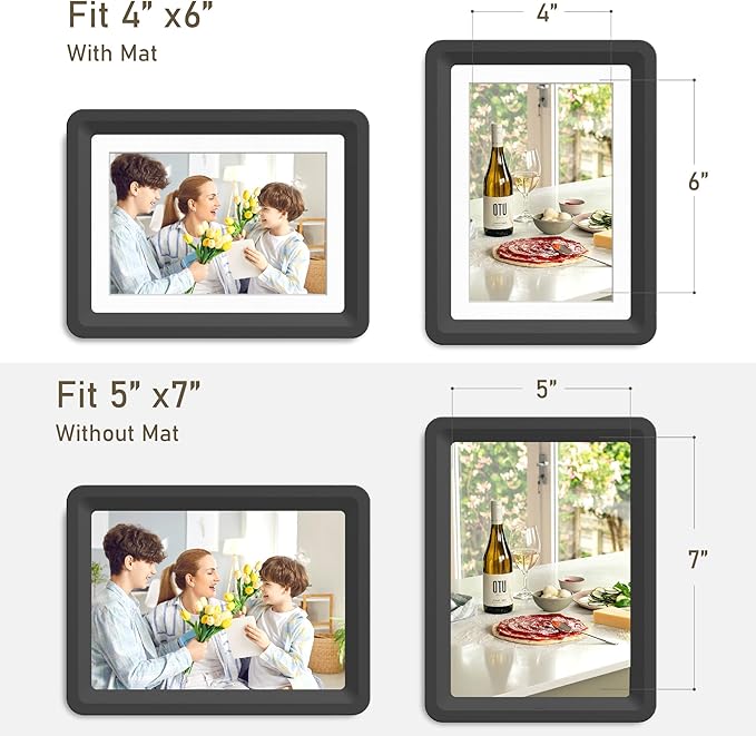 5x7 Picture Frame, Clear Acrylic Photo Frame with White Mat for 4x6 Photos, One-Piece Shatterproof Tool-Free Design, UV-Resistant Waterproof Tabletop Frame for Home Office Decor with 10-Year Warranty