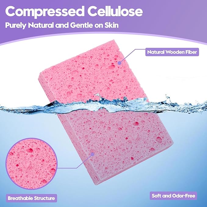 18 Pack Compressed Cellulose Sponges, 6 Color Assorted Kitchen Cleaning Sponges, Natural Wood Pulp, Scratch-Free, Durable & Reusable, Multipurpose Household & Dishwasher Safe