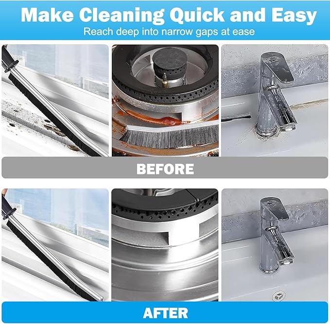 FANTEXY 5 Pieces Crevice Cleaning Brush, Thin Gap Cleaning Brushes Crevice Cleaner Tool, Thin Hard Brush for Cleaning, Small Cleaning Brush for Kitchen,Bathroom,Household,Windows Groove,Faucet,Sinks