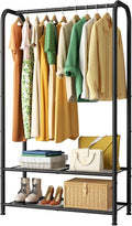 SINGAYE Coat Clothes Storage Organizer Garmen Rack Portable Closet Clothing Racks for Hanging Clothes Heavy Duty Freestanding Wardrobe Laundry with Shelves Black 11.5" D x 32" W x 72" H