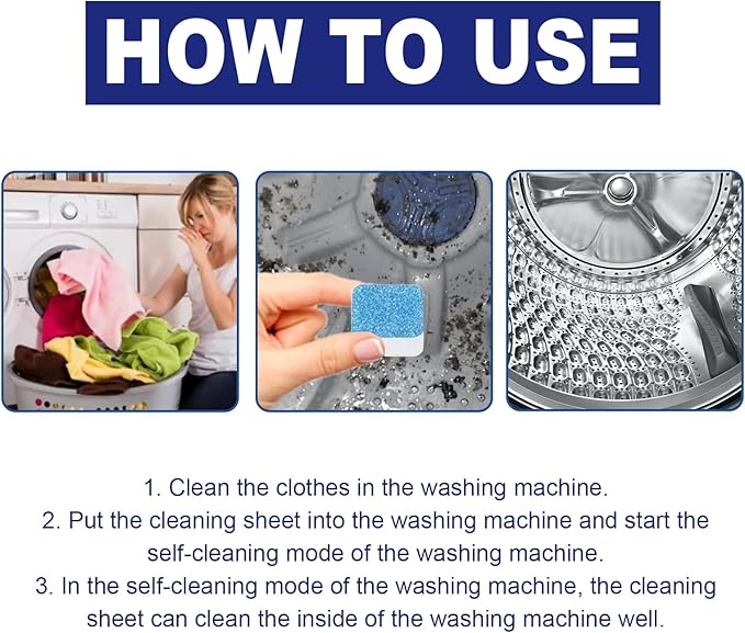 Washing Machine Cleaner, Washing Machine Cleaner Descaler 12Pack,Deep Clean and Descaling for HE Front and Top Loaders Washer - High-Efficiency Tablets for a Fresh, Spotless Laundry