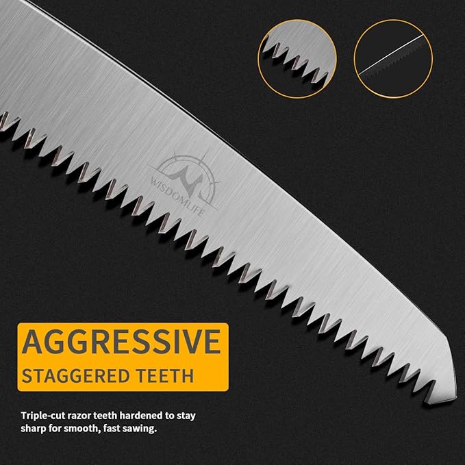 Folding Pruning Saw, Premium Folding Hand Saw with Secure Lock Comfort Soft Grip for Garden or Tree Pruning, Camping, Wood Working(Orange+Black)