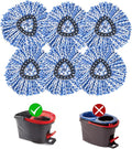 Matthew Cleaning 6Pack Blue Microfiber Spin Mop Replacement Head Compatible with EasyWring Spin Mop Replace Head-EasyWring High Absorbency,Machine Washable, Microfiber Spin Mop Refills