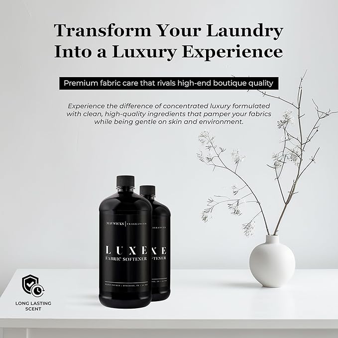 Mavwicks Fragrances - Luxury Scented Liquid Fabric Softener (Luxe) 32 Oz – Crafted with Clean Ingredients – Reduces Static, and Softens Clothes – Safe for All Fabrics and Skin