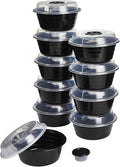 GoodCook 4-Cup Meal Prep Bowls Set with Lids and Dressing Cup, Microwavable Food Storage Containers for Meal Prepping, Set of 10, Black