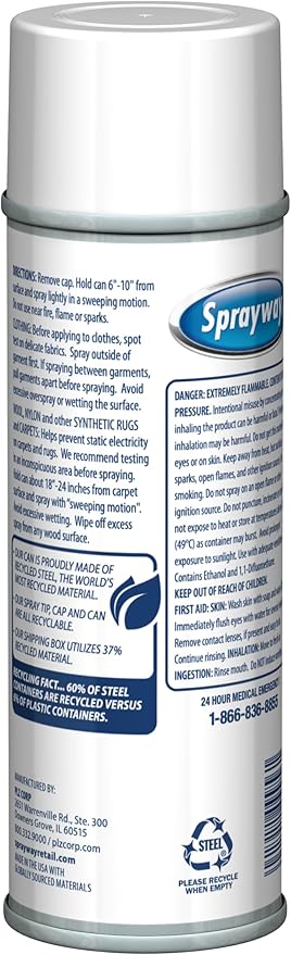 Sprayway Residue-Free Anti-Static Spray, Reduce Static Cling, Eliminate Static Shock, 6 Oz