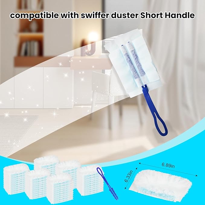 60 Count Disposable Duster Refills for Cleaning, for Swiffer Duster Refill, Multi-Surface Dusting Refills, Dusting Furniture, Blinds, Ceiling Fans, Helps Remove Allergens