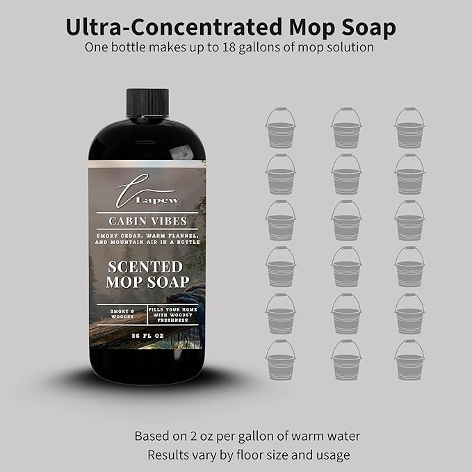 Lapew Cabin Vibes Scented Mop Soap - Luxury Floor Cleaner Concentrate for Mopping Tile, Laminate, Vinyl & Hardwood | Streak-Free, Low-Foam | 36 oz