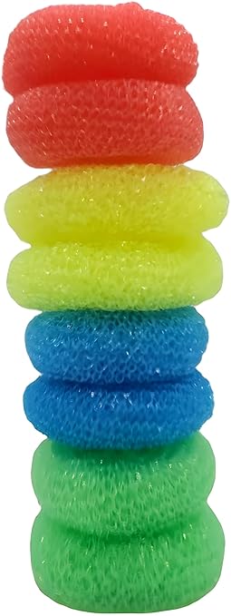 16-Pack Non-Scratch Nylon Scouring Pads – Durable Round Kitchen Scrubbers in 4 Colors – Safe for Non-Stick Cookware – 2.5" Diameter – Multi-Surface Cleaning Pads for Home, Kosher & Commercial Use