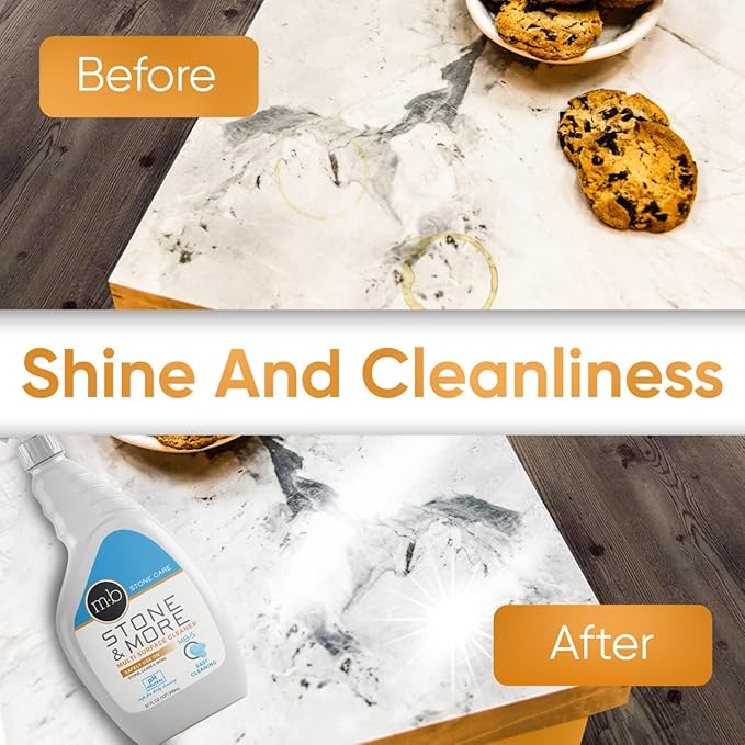 MB-5 Stone & More, All Purpose Cleaning Spray Kitchen Counter Cleaner Spray for Marble and Granite– No Streak Formula for Stone, Glass, Granite, Ceramic, Corian, Porcelain (32 oz)