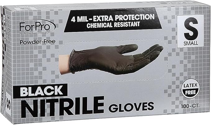 ForPro Disposable Nitrile Gloves, Chemical Resistant, Powder-Free, Latex-Free, Non-Sterile, Food Safe, 4 Mil