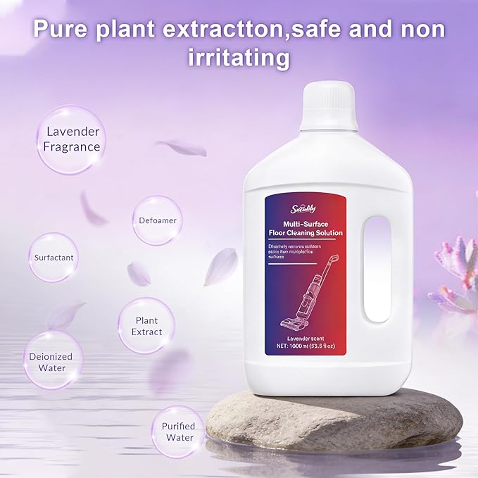 Snowlily Floor Cleaning Solution Compatible with Dreame Wet & Dry Vacuum, No residue & Pet-friendly, Household Floor Cleaners Suitable for Robot Vacuum Cleaners and Floor Mops (33.81 Fl Oz)