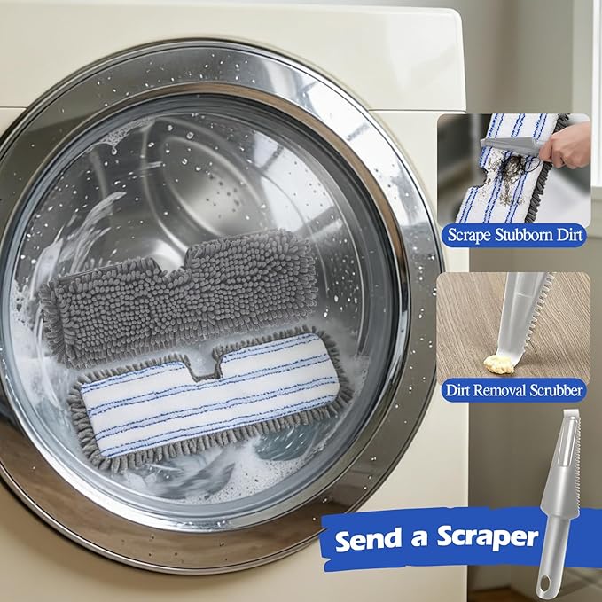 Two Sided Dust Mop Floor Cleaning System, MASTERTOP 360 Microfiber Mop with Stainless Steel Handle,Wet Dry Mop,Flat Flip Mops for Hardwood, Laminate, Vinyl, Tiles,4 Washable Mops Pads