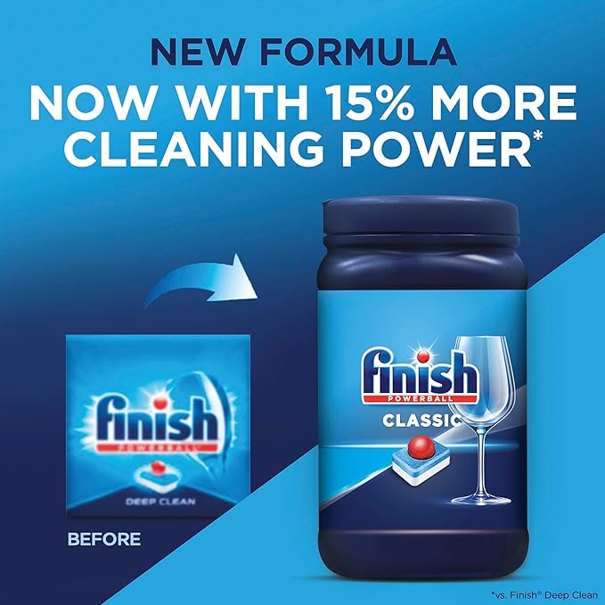 Finish Classic Dishwasher Pods,No Pre-Rinse Dishwasher Detergent Soap For Clean & Shine everyday with grease fighting Power,84 Count (Pack of 2)