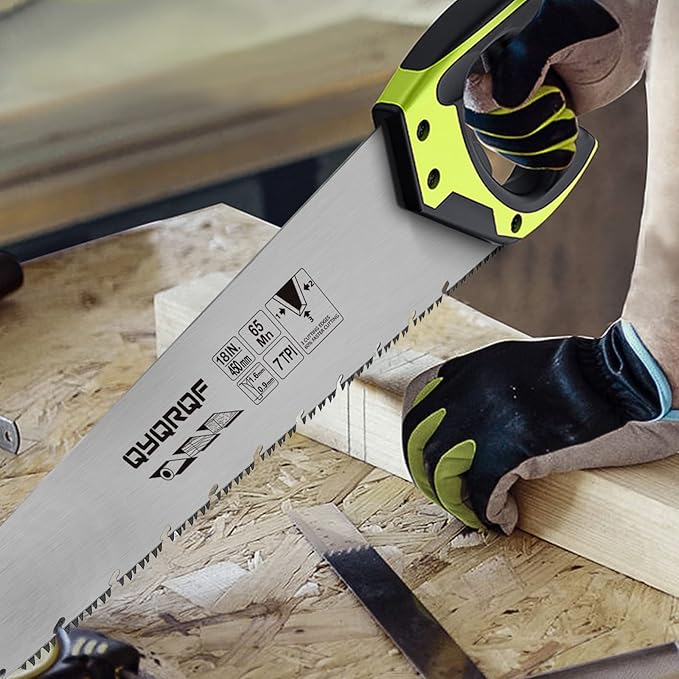 18 Inch Hand Saw, Upgraded Heavy Duty Wood Saw with Chip Removal Design Rust-proof Handsaw for Sawing Pruning Gardening Wood Plastic and Drywall