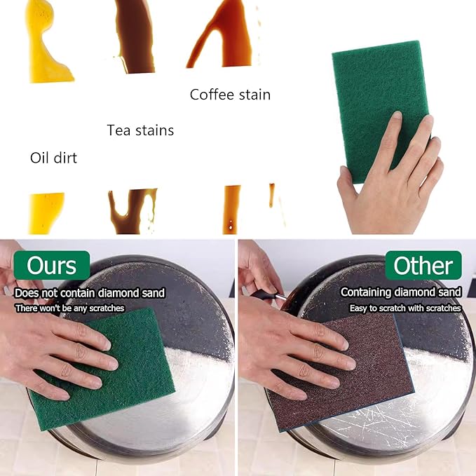 36 Pcs Heavy Duty Non-Scratch Scour Pads for Cleaning, Dish Sponge Scrubber Pads for Household and Kitchen, 5.9 x 3.9 x 0.3 in